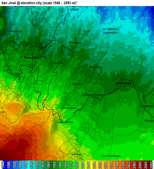 San José elevation map