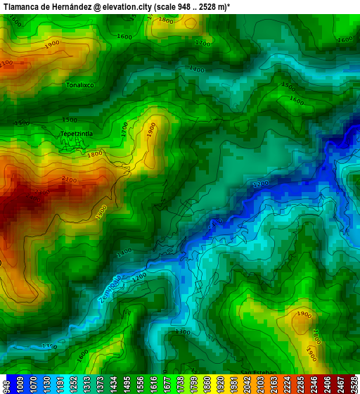 Tlamanca de Hernández elevation map