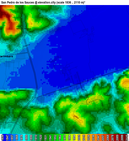 San Pedro de los Sauces elevation map