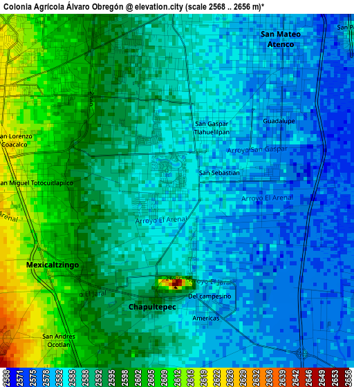 Colonia Agrícola Álvaro Obregón elevation map