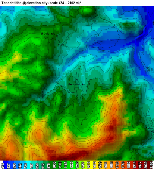 Tenochtitlán elevation map