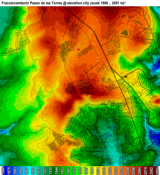 Fraccionamiento Paseo de las Torres elevation map