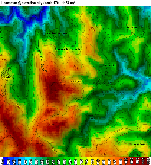 Leacaman elevation map