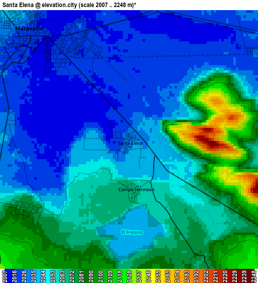 Santa Elena elevation map