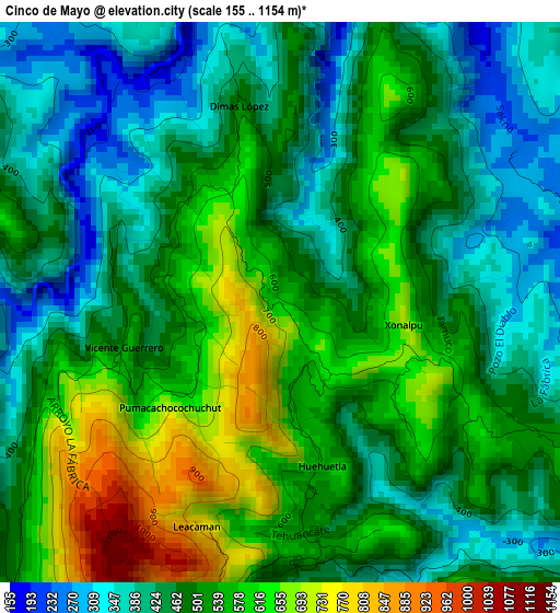 Cinco de Mayo elevation map