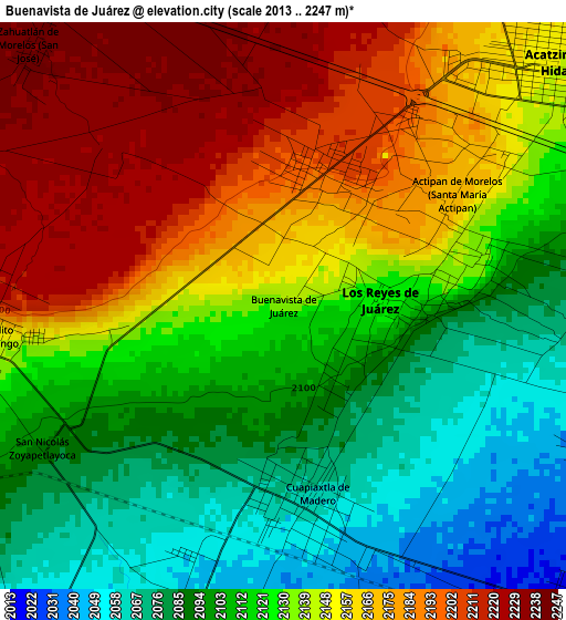 Buenavista de Juárez elevation map