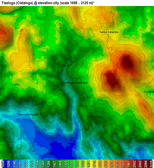 Tlaxinga (Clatzinga) elevation map