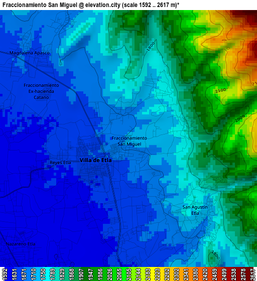 Fraccionamiento San Miguel elevation map