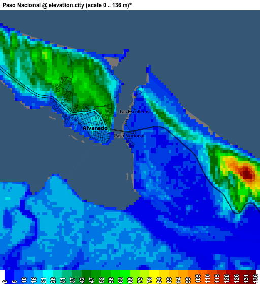 Paso Nacional elevation map