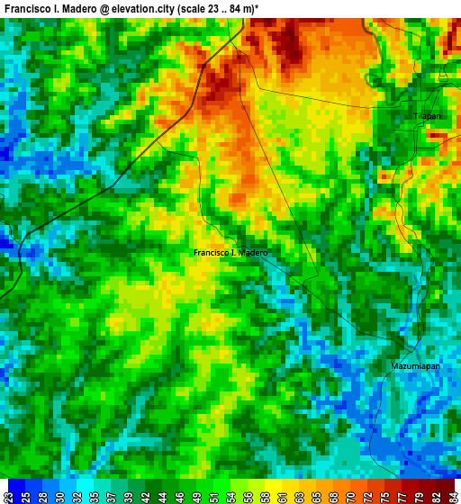 Francisco I. Madero elevation map