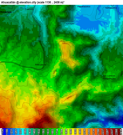 Ahuacatlán elevation map