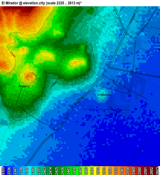 El Mirador elevation map