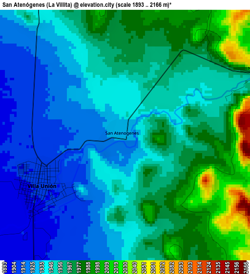 San Atenógenes (La Villita) elevation map