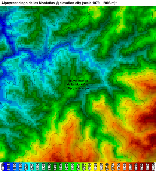 Alpuyecancingo de las Montañas elevation map