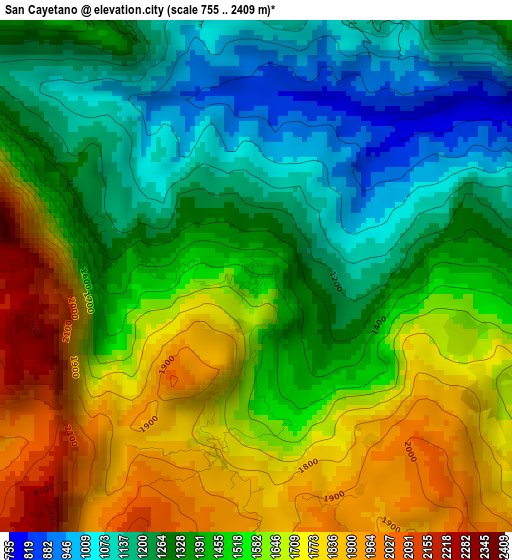 San Cayetano elevation map