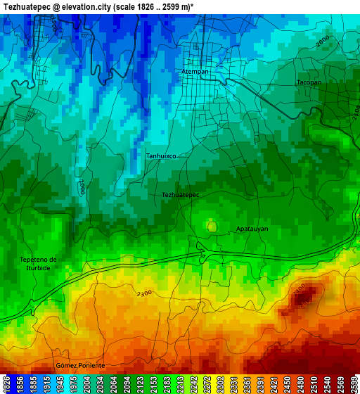 Tezhuatepec elevation map