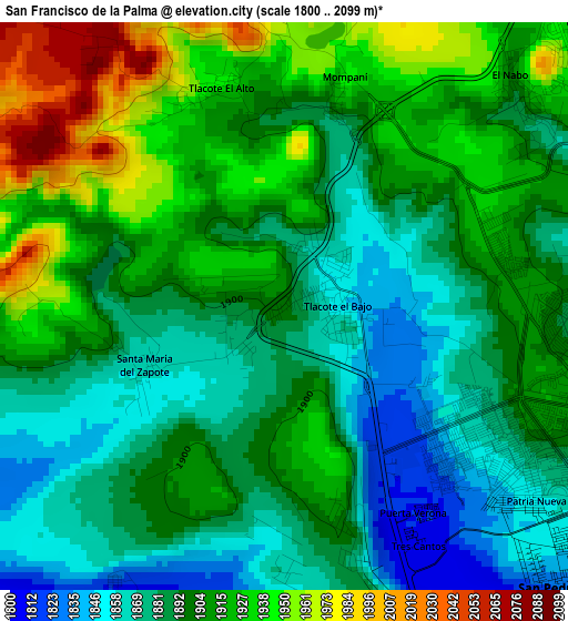 San Francisco de la Palma elevation map
