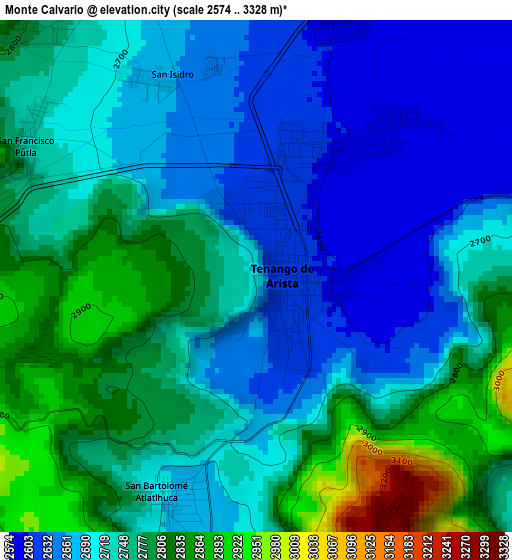 Monte Calvario elevation map