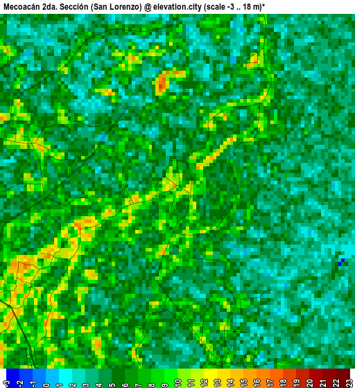 Mecoacán 2da. Sección (San Lorenzo) elevation map