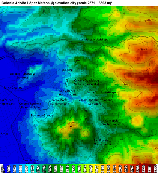 Colonia Adolfo López Mateos elevation map