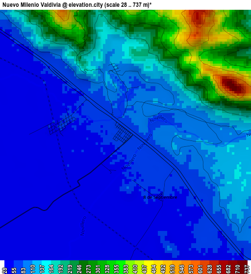 Nuevo Milenio Valdivia elevation map