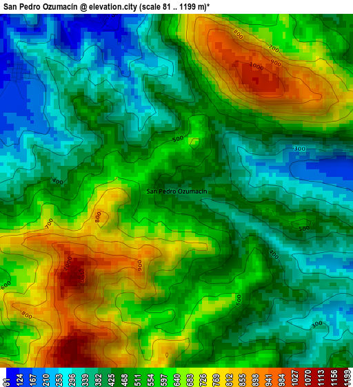 San Pedro Ozumacín elevation map