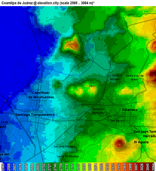 Coamilpa de Juárez elevation map