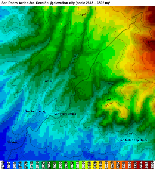 San Pedro Arriba 3ra. Sección elevation map