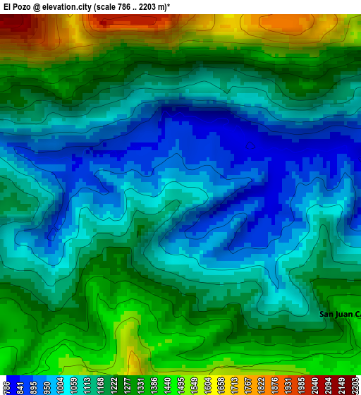 El Pozo elevation map