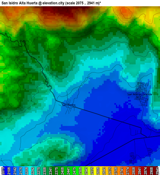 San Isidro Alta Huerta elevation map