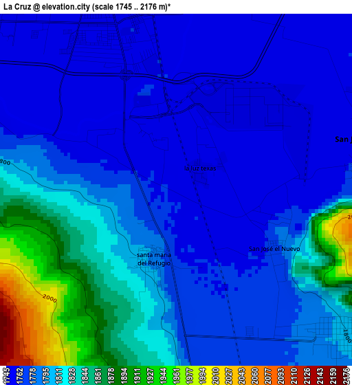 La Cruz elevation map