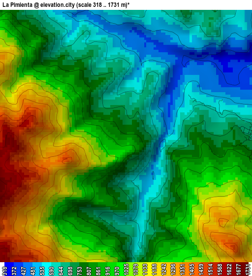 La Pimienta elevation map