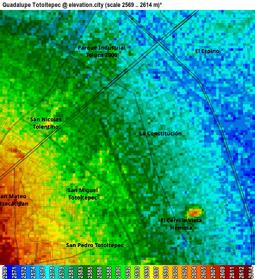 Guadalupe Totoltepec elevation map