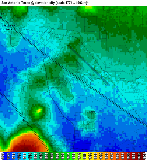 San Antonio Texas elevation map