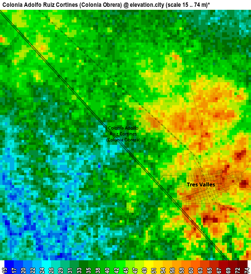 Colonia Adolfo Ruiz Cortines (Colonia Obrera) elevation map