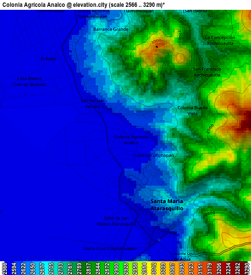 Colonia Agrícola Analco elevation map