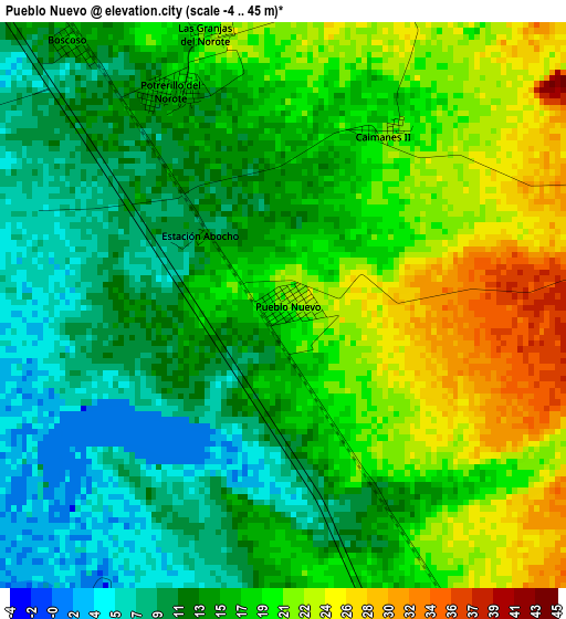 Pueblo Nuevo elevation map