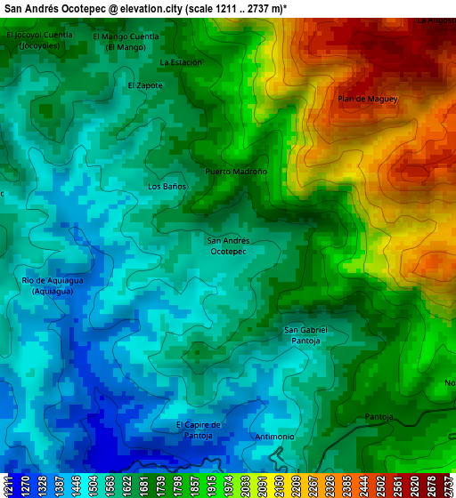 San Andrés Ocotepec elevation map