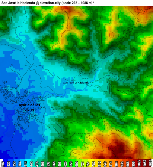 San José la Hacienda elevation map