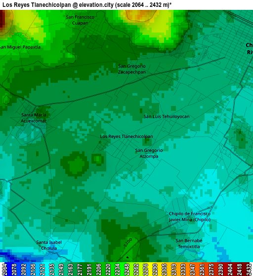 Los Reyes Tlanechicolpan elevation map