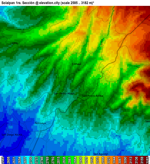 Solalpan 1ra. Sección elevation map