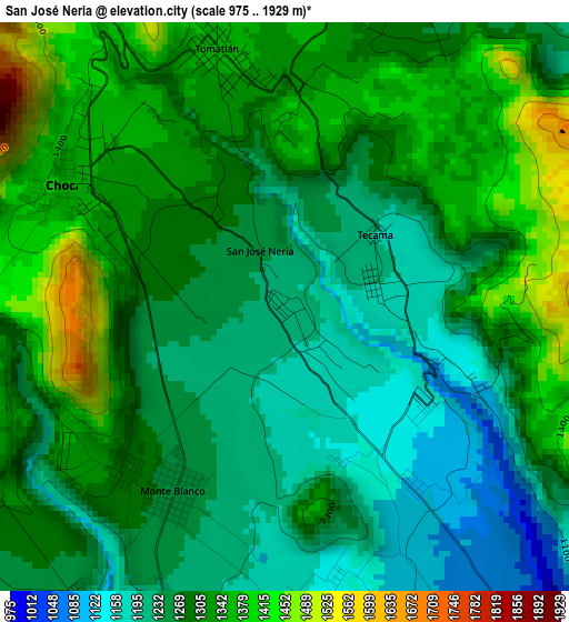 San José Neria elevation map