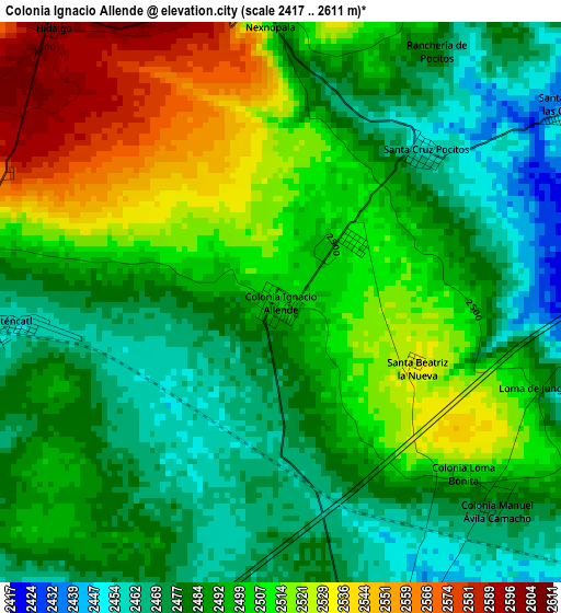 Colonia Ignacio Allende elevation map