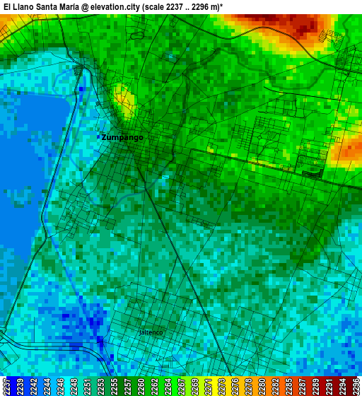 El Llano Santa María elevation map