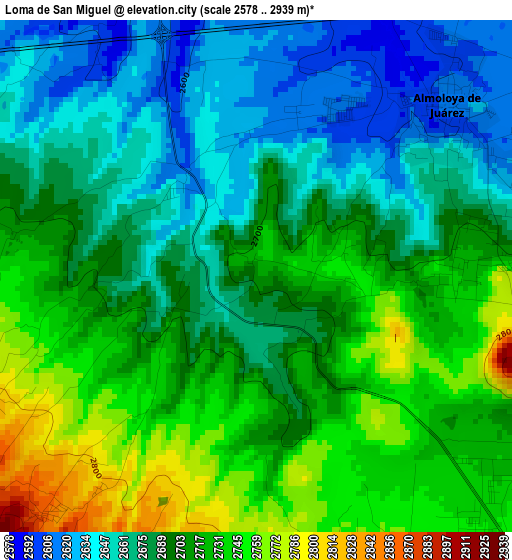 Loma de San Miguel elevation map