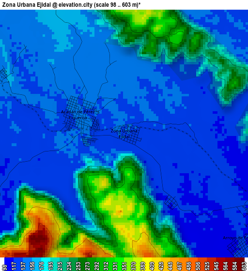 Zona Urbana Ejidal elevation map