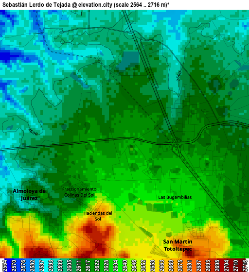 Sebastián Lerdo de Tejada elevation map