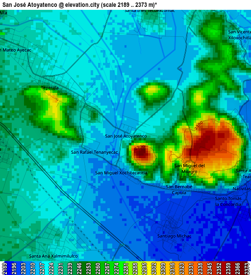 San José Atoyatenco elevation map