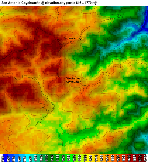 San Antonio Coyahuacán elevation map