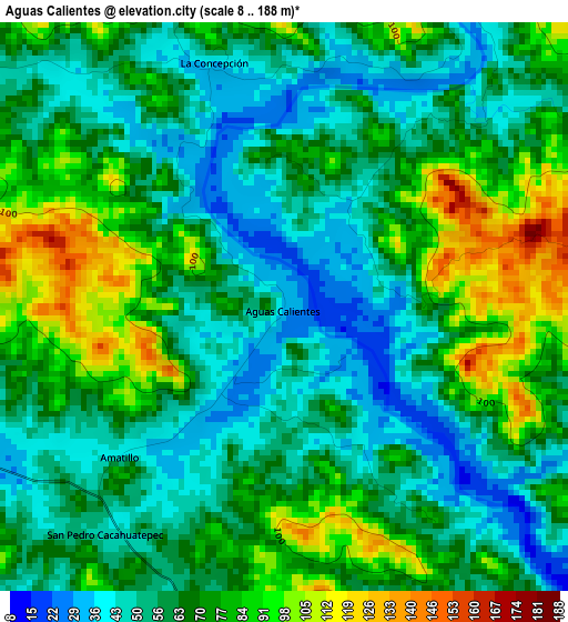 Aguas Calientes elevation map